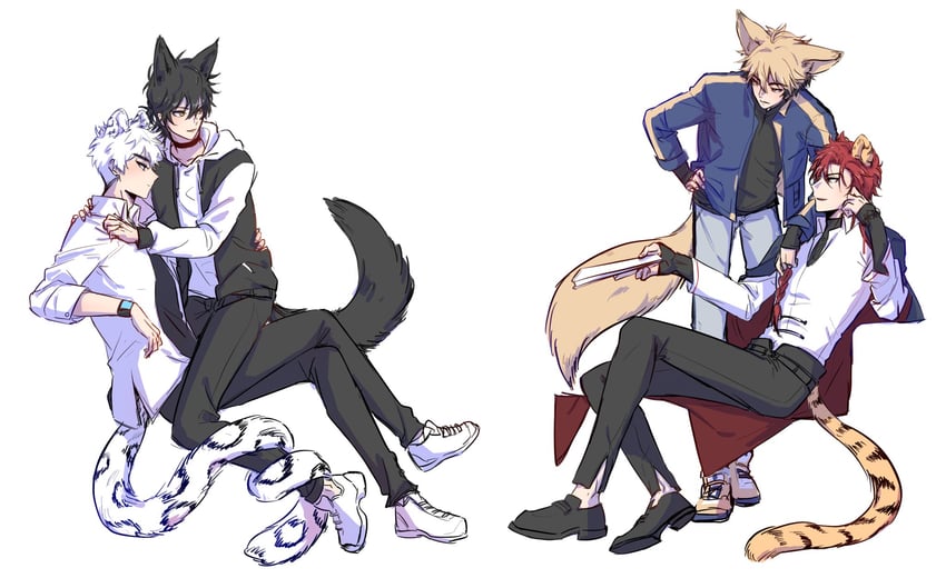 cheng xiaoshi, lu guang, xia fei, and xiao weiying (shiguang dailiren) drawn by dongyoufusang