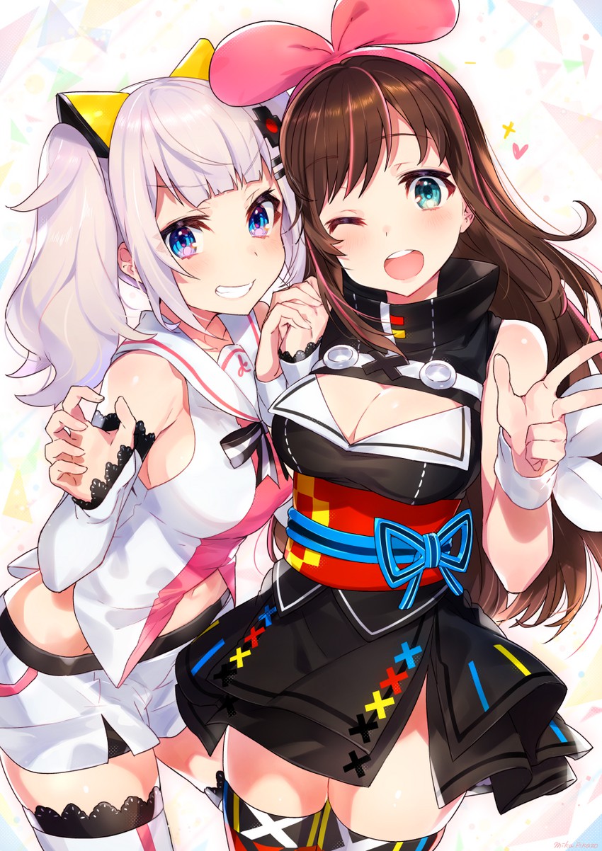 kizuna ai and kaguya luna (kizuna ai inc. and 1 more) drawn by mika_pikazo