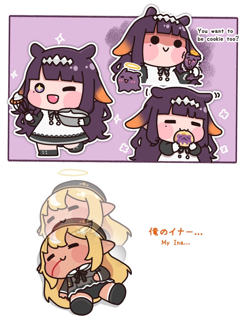 ninomae ina'nis and shiranui flare (hololive and 1 more) drawn by lienliensn