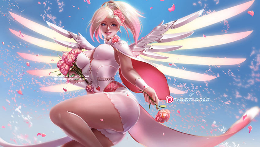 mercy (overwatch and 1 more) drawn by olchas