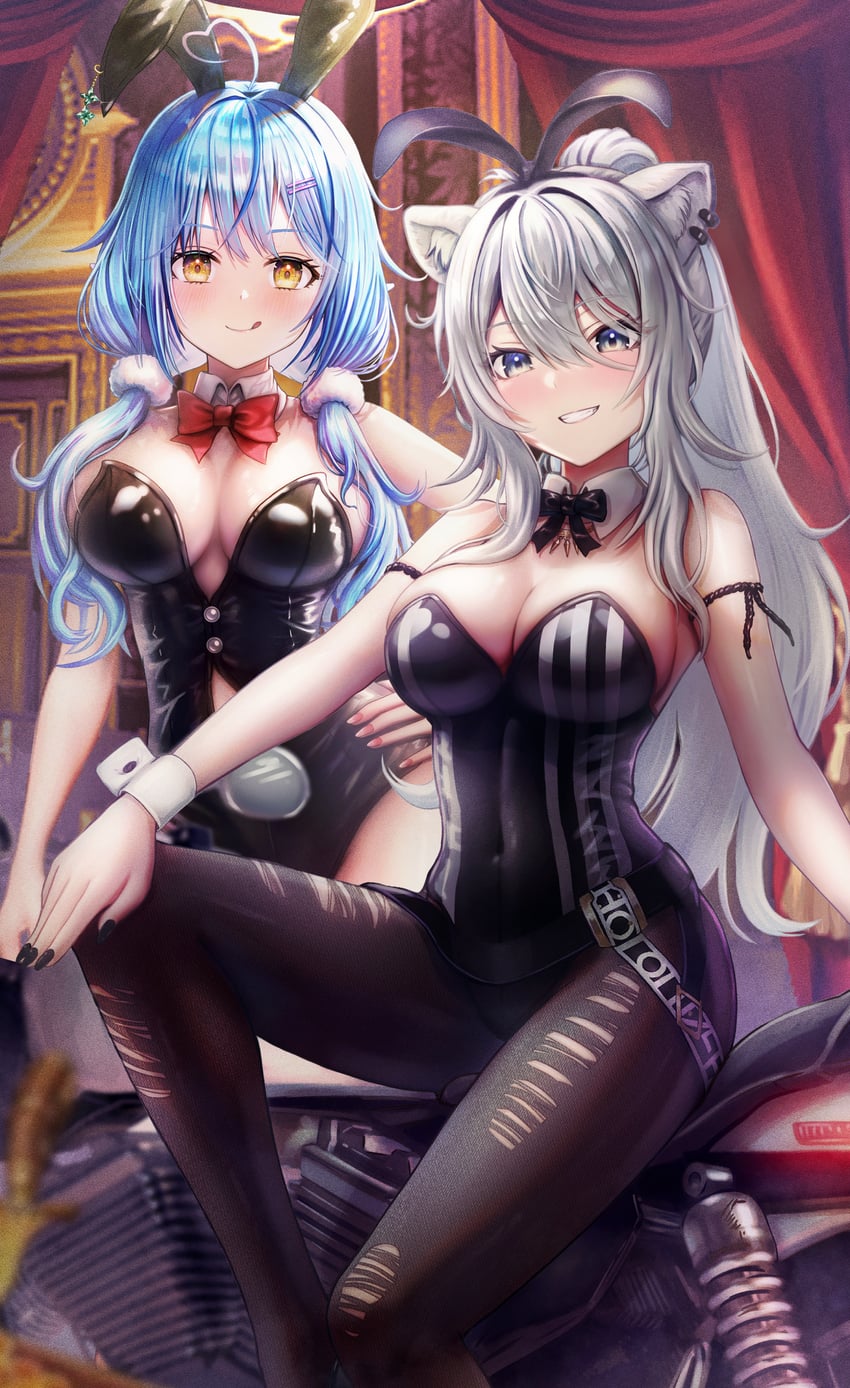 yukihana lamy and shishiro botan (hololive) drawn by wajuniorbox