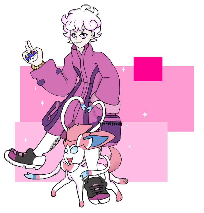 sylveon and bede (pokemon and 1 more) drawn by tempertenchi