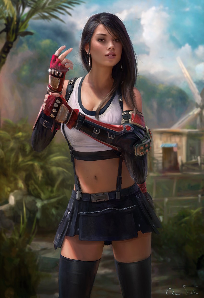 tifa lockhart (final fantasy and 2 more) drawn by dennis_frohlich