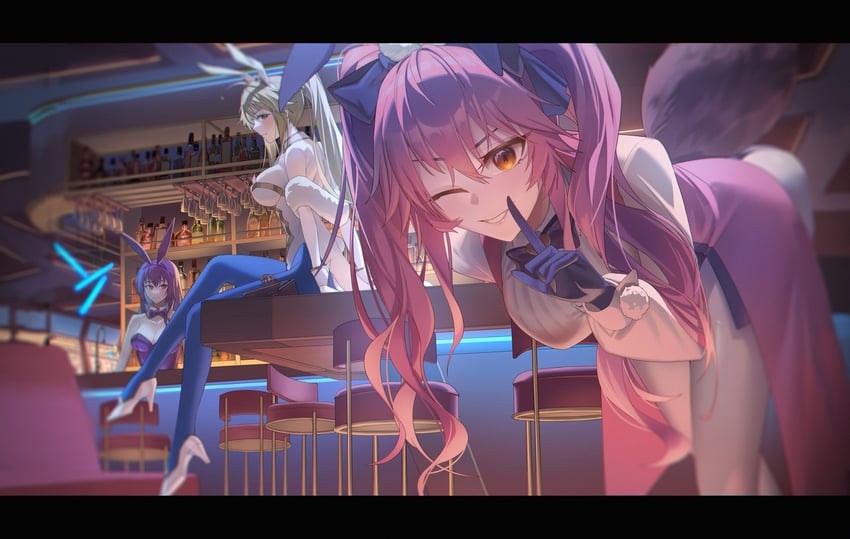 artoria pendragon, tamamo, scathach, and koyanskaya (fate and 1 more) drawn by zero_yee