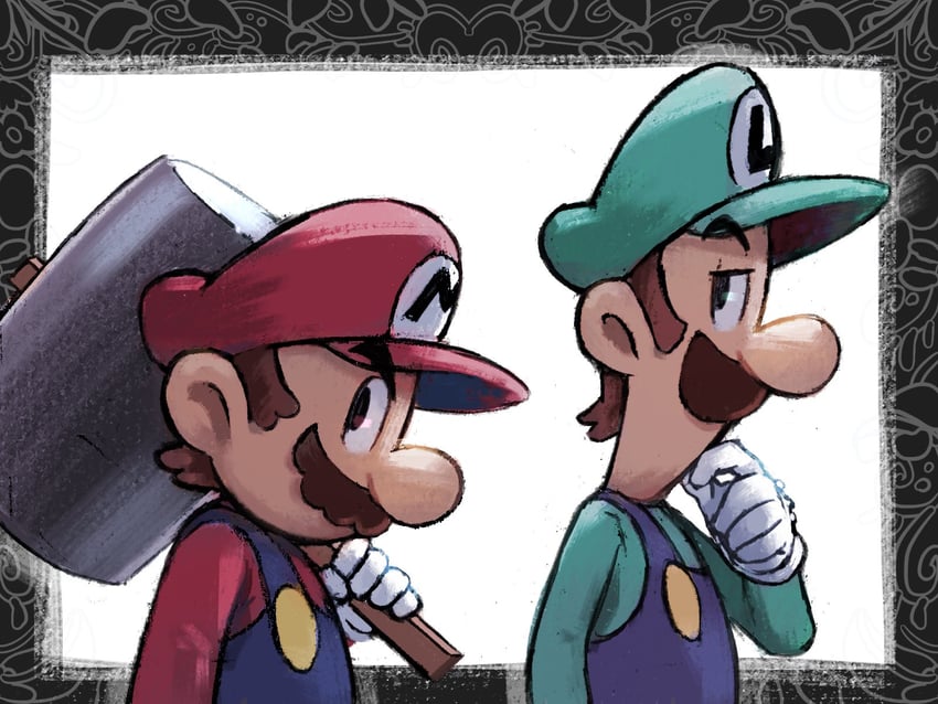 mario and luigi (mario and 1 more) drawn by mari_luijiroh