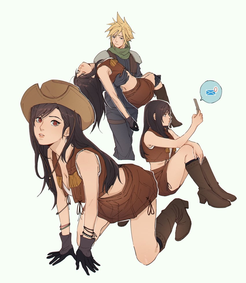 tifa lockhart, cloud strife, and shinra infantry (final fantasy and 3 more) drawn by pudelmudel