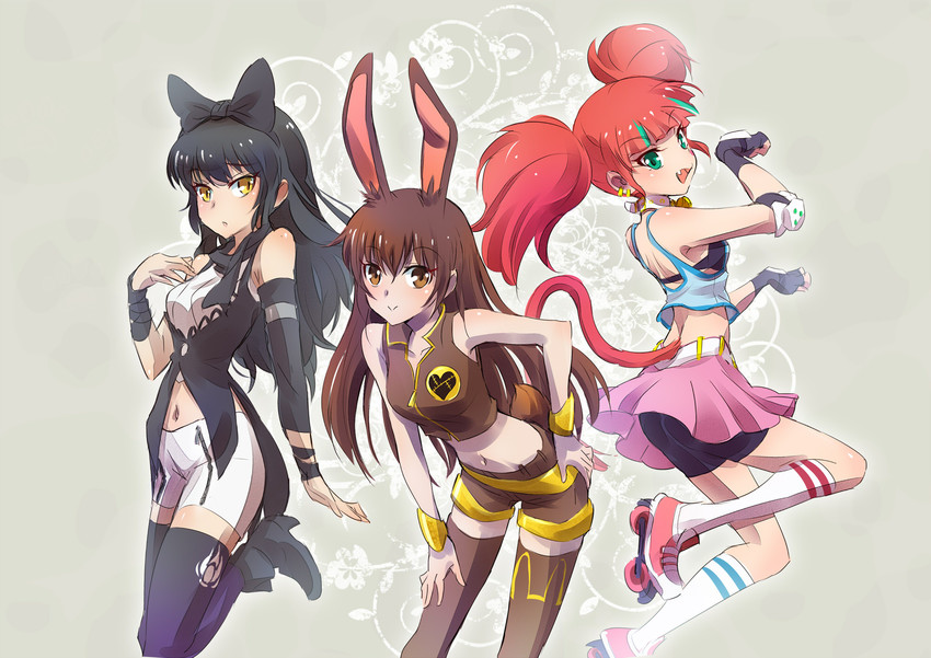 blake belladonna, velvet scarlatina, and neon katt (rwby) drawn by iesupa