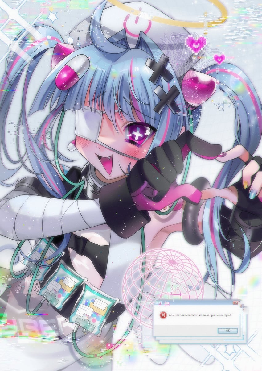 kkcyber (indie virtual youtuber and 2 more) drawn by gleamyguts