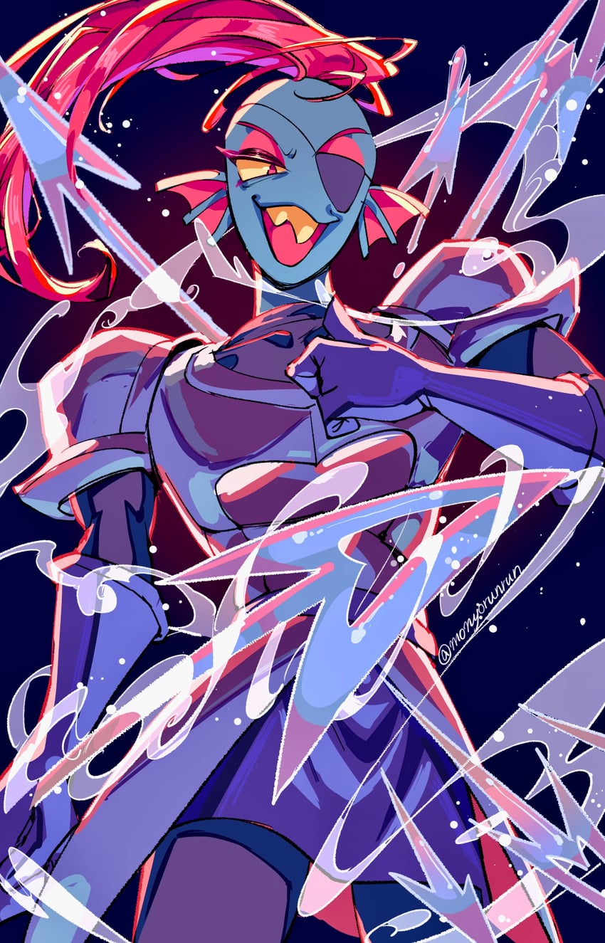 undyne and undyne the undying (undertale) drawn by monyorun