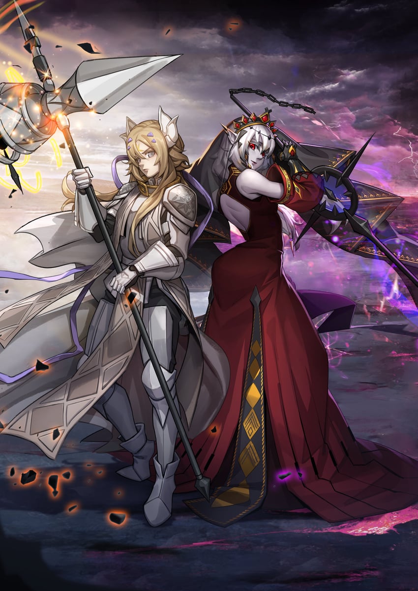 ecclesia, blazing cartesia the virtuous, and dogmatika ecclesia the virtuous (yu-gi-oh!) drawn by thesleevechief