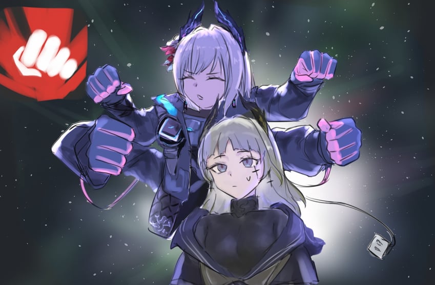 irene and raidian (arknights and 1 more) drawn by uof