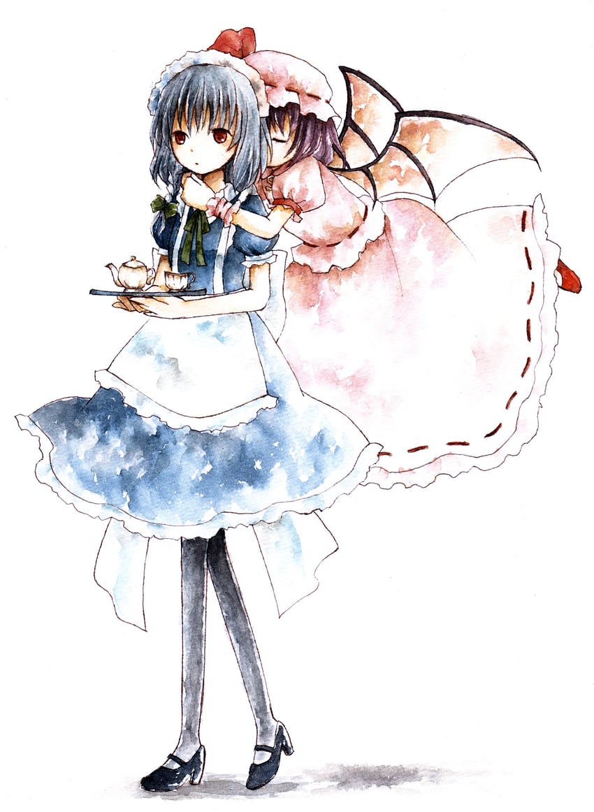 remilia scarlet and izayoi sakuya (touhou) drawn by yon_(letter)