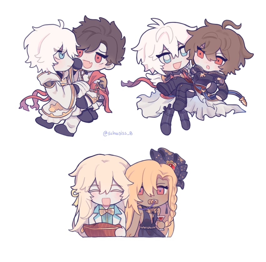 sandalphon, belial, lucilius, helel ben shalem, lucio, and 1 more (granblue fantasy) drawn by schw3iss_b
