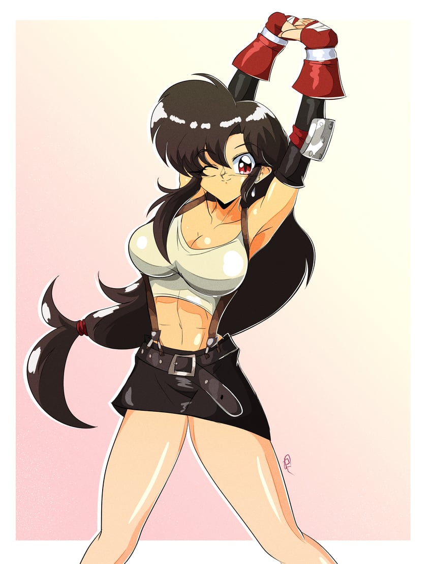 tifa lockhart (final fantasy and 1 more) drawn by peachyboi