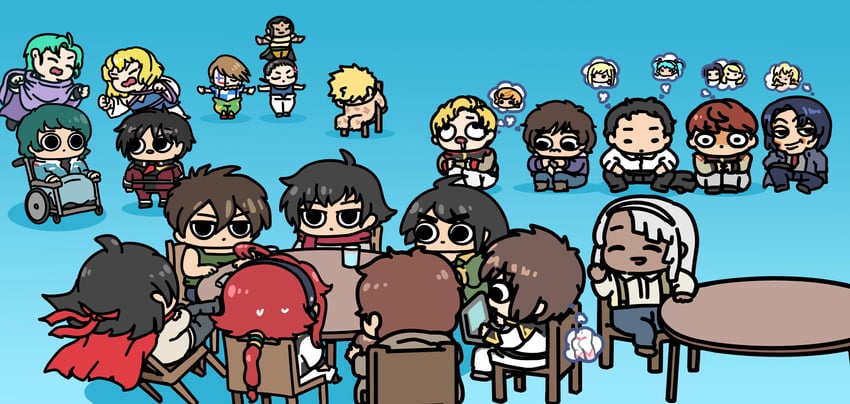suletta mercury, cagalli yula athha, athrun zala, lacus clyne, amuro ray, and 19 more (gundam and 16 more) drawn by afei_(sfma3248)