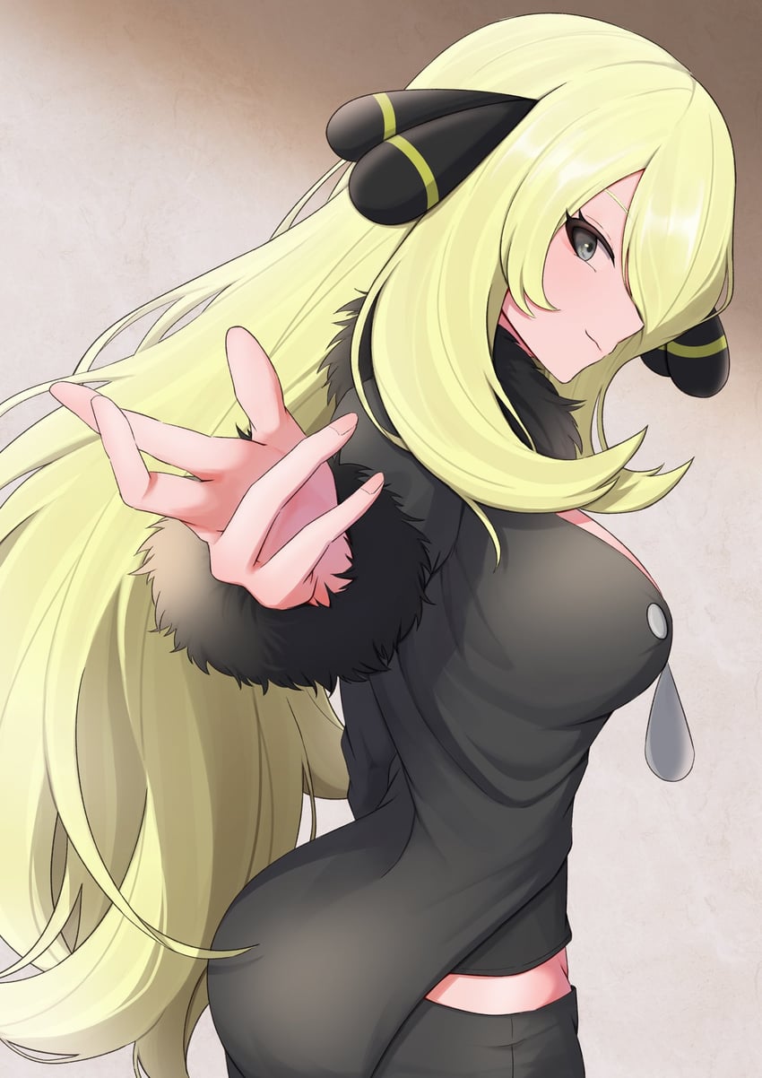 cynthia (pokemon and 1 more) drawn by mochitaro_(mothitaroo)