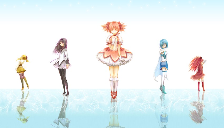 akemi homura, kaname madoka, miki sayaka, sakura kyoko, and tomoe mami (mahou shoujo madoka magica) drawn by usamichan