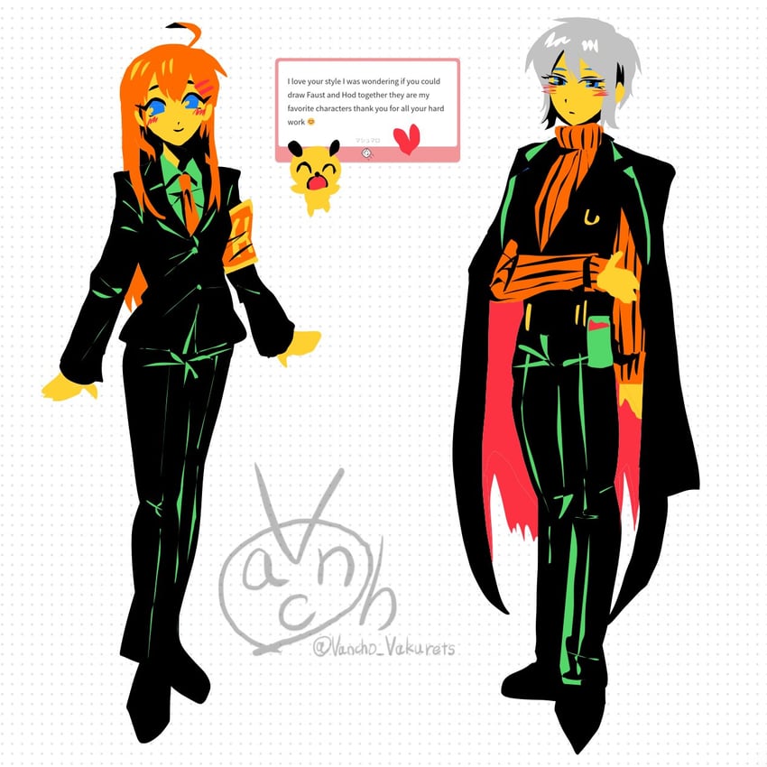 faust and hod (project moon and 3 more) drawn by vancho_vakurets