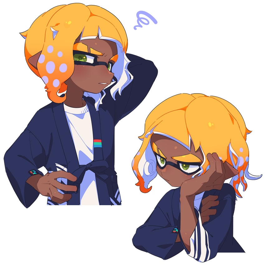 inkling player character and inkling boy (splatoon) drawn by surume01417