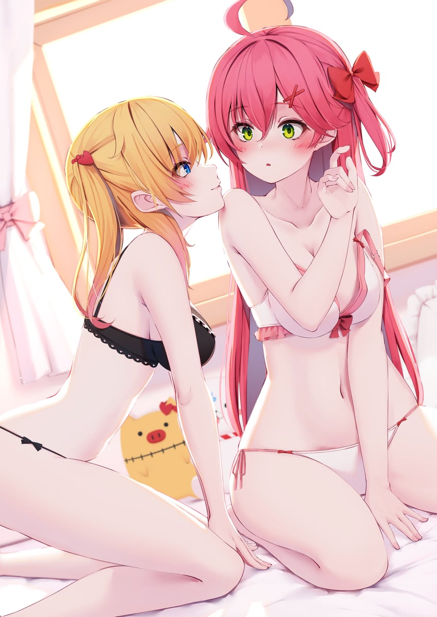 sakura miko, akai haato, and haaton (hololive) drawn by nyan_(reinyan_007)
