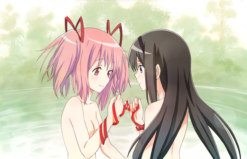 akemi homura and kaname madoka (mahou shoujo madoka magica) drawn by piroaki