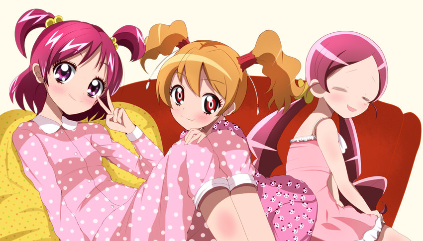 hanasaki tsubomi, momozono love, and yumehara nozomi (precure and 3 more) drawn by haru_(nature_life)