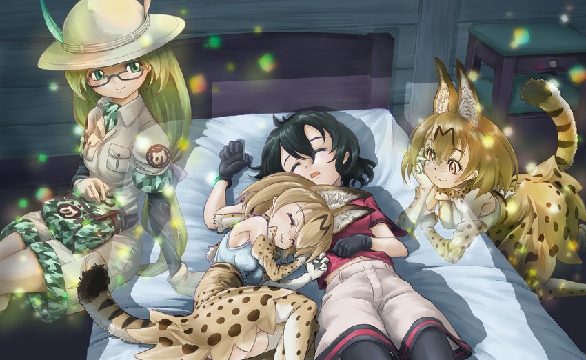 serval, kaban, and mirai (kemono friends) drawn by naka_(nicovideo14185763)