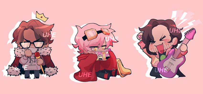 haruhara haruko, alesa, michaelmcchill, king burren, and wuna301 (minecraft youtube and 2 more) drawn by emt437