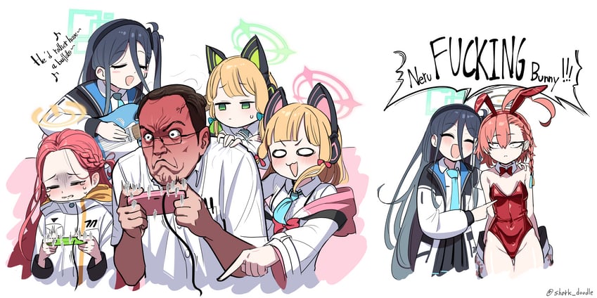aris, momoi, midori, neru, yuzu, and 1 more (blue archive and 1 more) drawn by doodle_shark