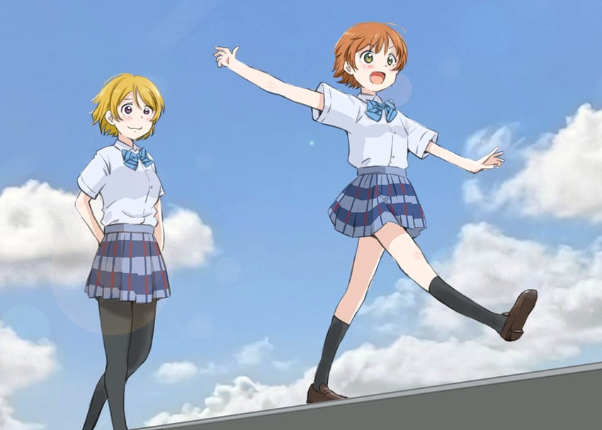 hoshizora rin and koizumi hanayo (love live! and 1 more) drawn by maruyo