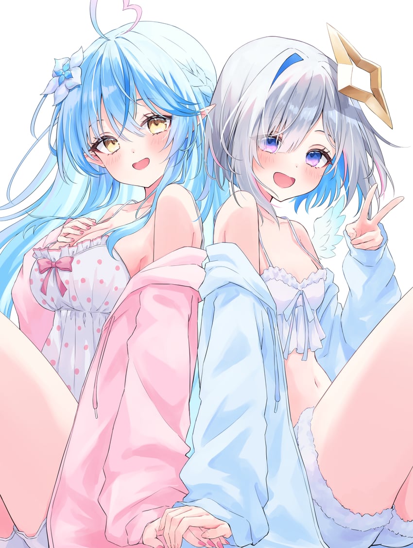amane kanata and yukihana lamy (hololive) drawn by aoha_(aohasora)