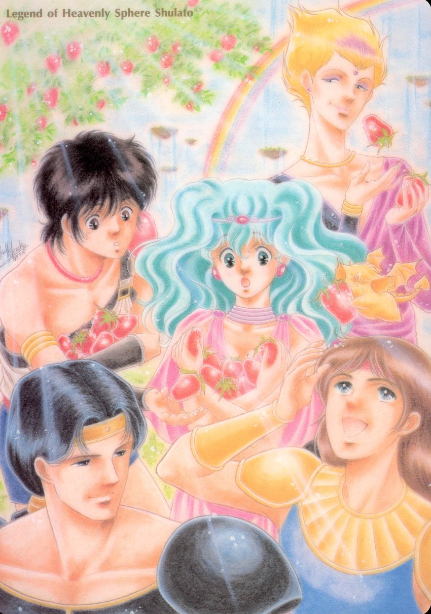 lakshu, shura-oh shurato, karura-oh reiga, mii, ten-oh hyuuga, and 1 more (tenkuu senki shurato) drawn by okuda_matsuri