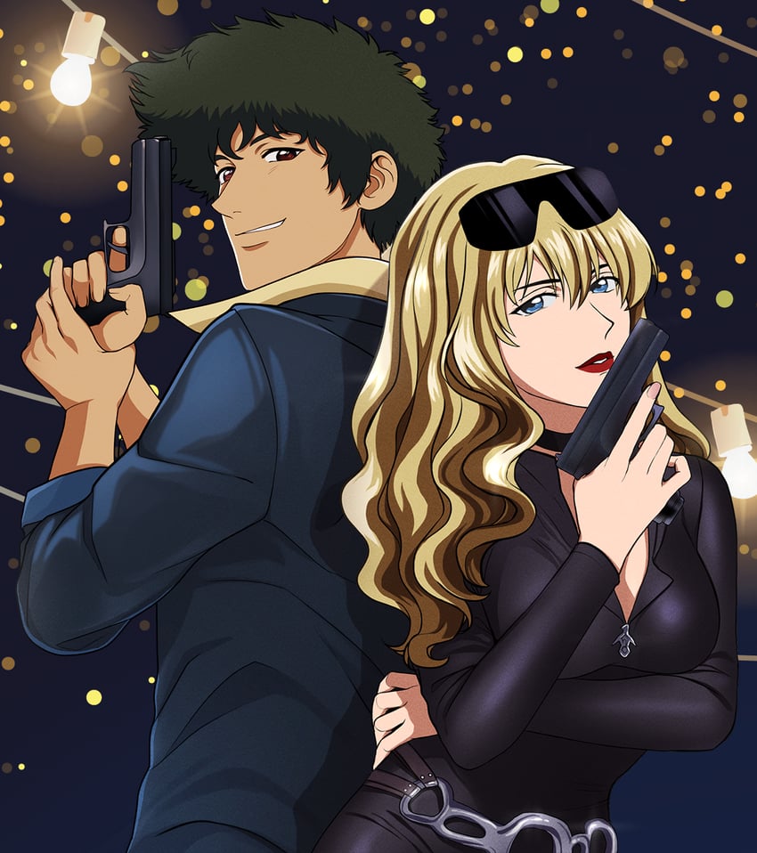 spike spiegel and julia (cowboy bebop) drawn by pola_(poleekorn)
