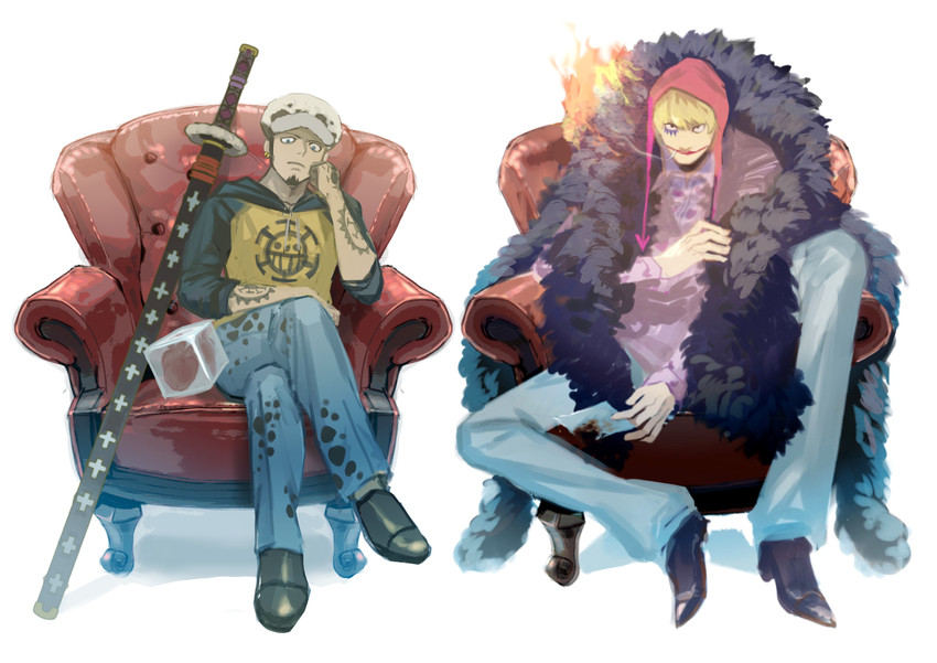 trafalgar law and donquixote rocinante (one piece) drawn by santagawa