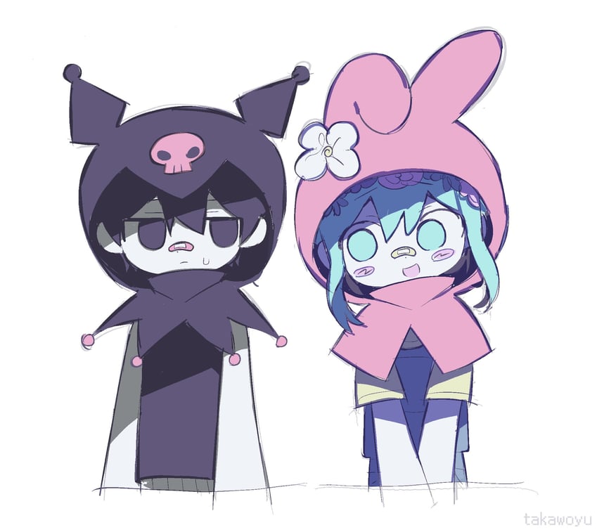 omori, basil, my melody, and kuromi (omori and 2 more) drawn by takawoyu