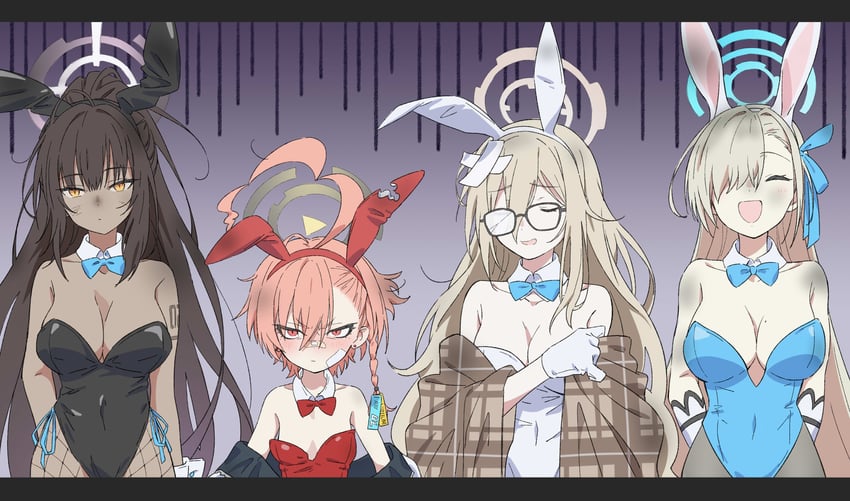 asuna, karin, neru, and akane (blue archive) drawn by laika_(sputnik2nd)