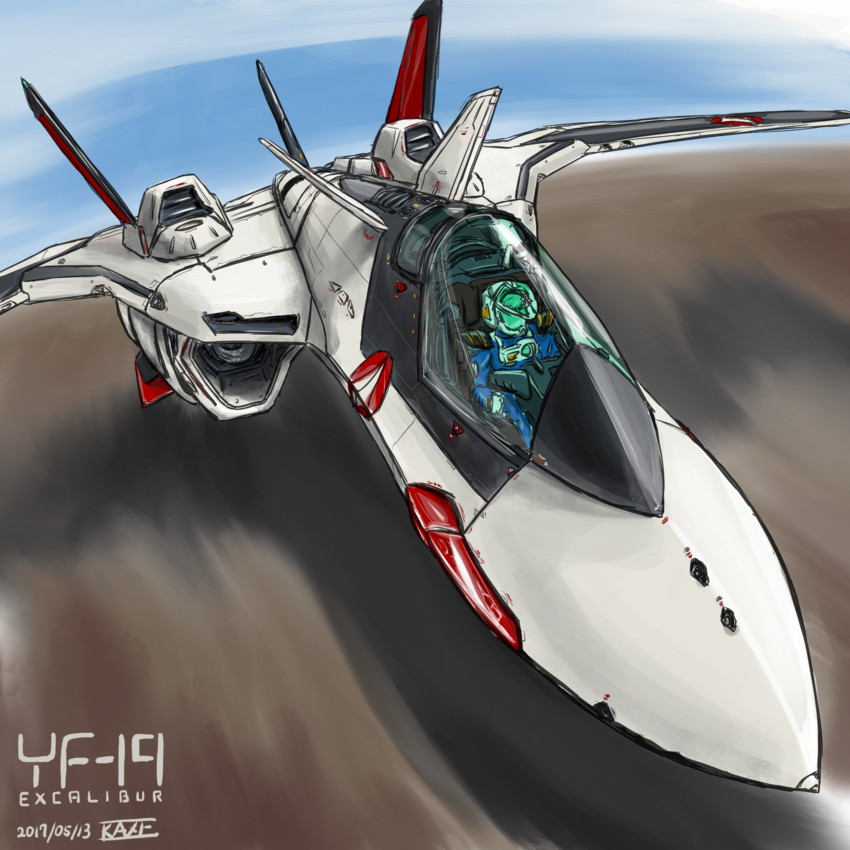 yf-19 and isamu dyson (macross and 1 more) drawn by kaze_(crossing_point)