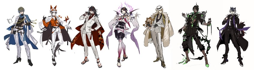 ike eveland, vox akuma, luca kaneshiro, shu yamino, mysta rias, and 2 more (nijisanji and 2 more) drawn by hoe-l