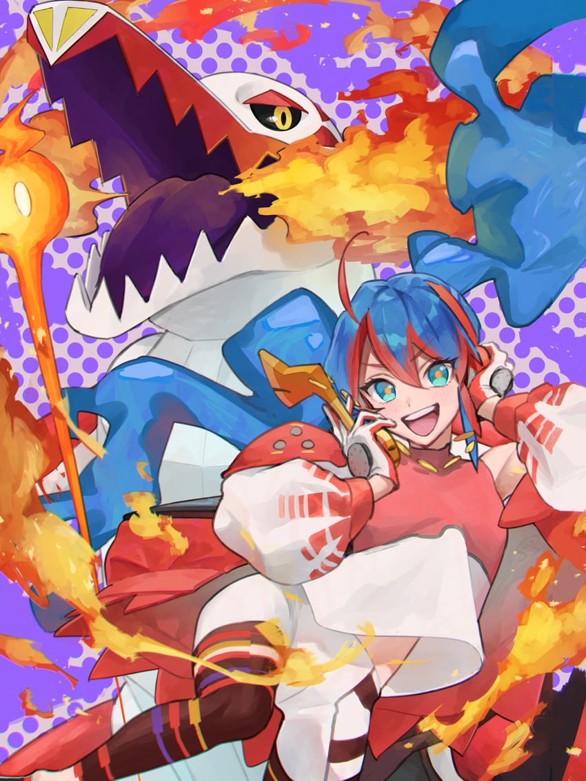 hatsune miku, skeledirge, fire bird, and fire miku (pokemon and 2 more) drawn by bossan_3310