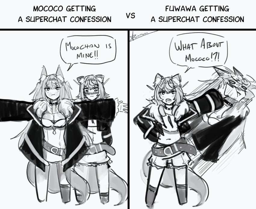 fuwawa abyssgard and mococo abyssgard (hololive and 1 more) drawn by alohamikan