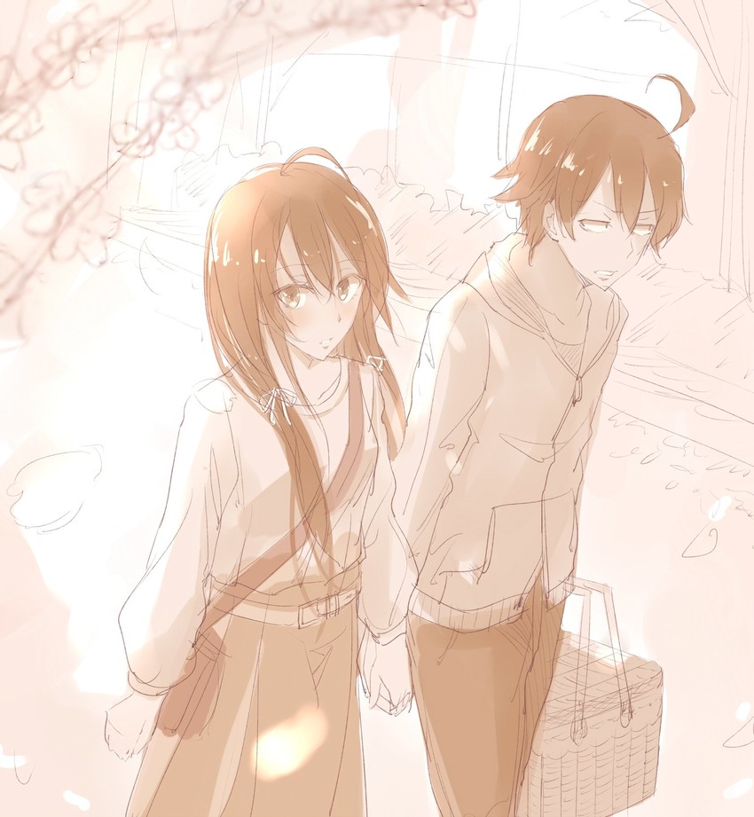 yukinoshita yukino and hikigaya hachiman (yahari ore no seishun lovecome wa machigatteiru.) drawn by ponpon_(ponpon62126)