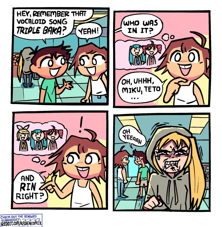 hatsune miku, kagamine rin, kasane teto, and akita neru (original and 3 more) drawn by shenanigansen