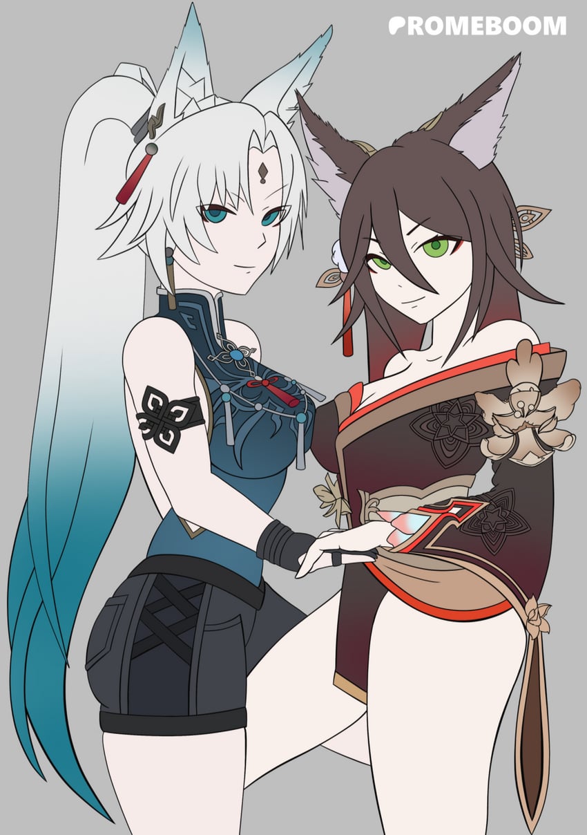 feixiao, tingyun, and fugue (honkai and 1 more) drawn by romeboom