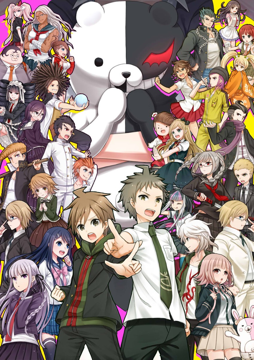 nanami chiaki, komaeda nagito, hinata hajime, kirigiri kyoko, enoshima junko, and 28 more (danganronpa and 2 more) drawn by nico_(nico_alice)