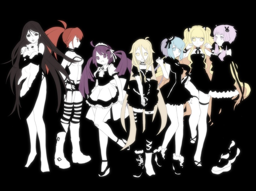 yuzuki yukari, ia, seeu, aoki lapis, cul, and 3 more (vocaloid and 1 more) drawn by oumi_sanaka