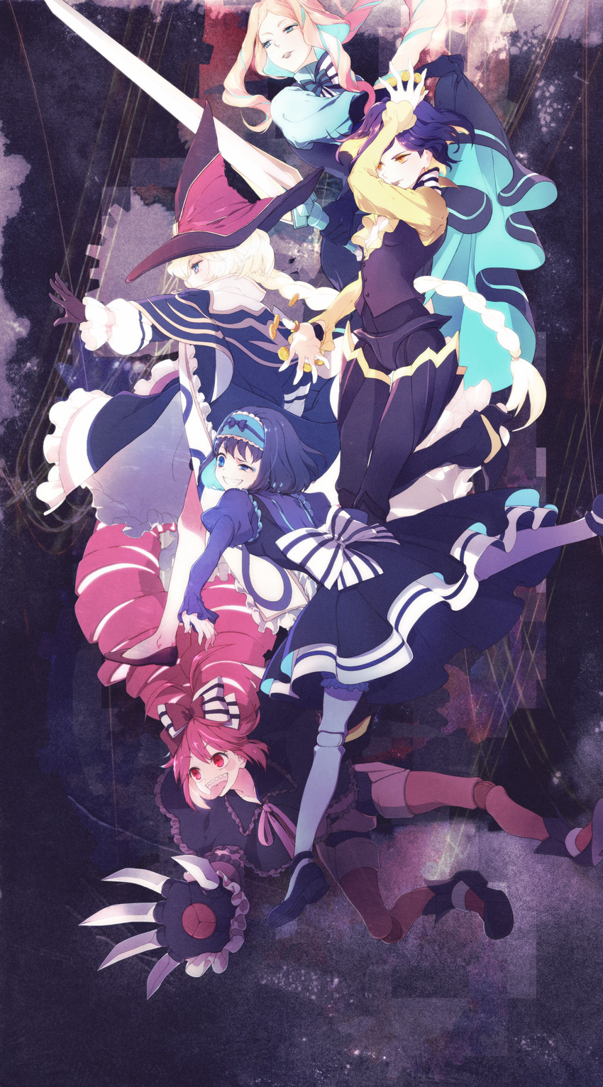 carol malus dienheim, garie tuman, micha jawkan, phara suyuf, and leiur darahim (senki zesshou symphogear) drawn by li-e