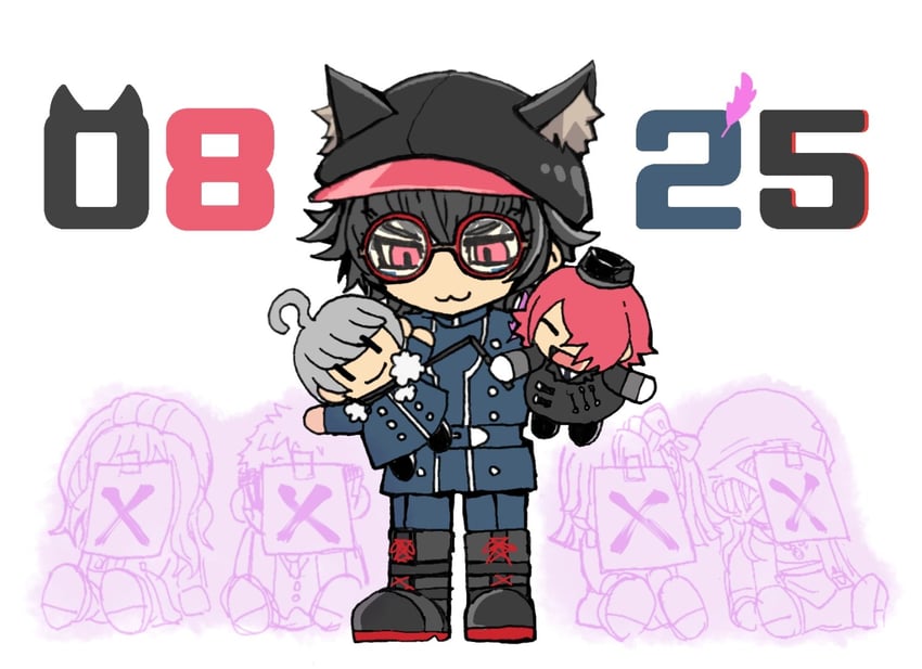 yuma kokohead, zilch alexander, yomi hellsmile, pucci lavmin, aphex logan, and 2 more (master detective archives: rain code) drawn by hanabusashu