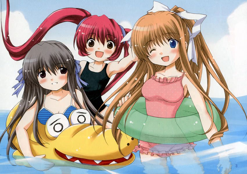 kamio misuzu, toono minagi, and michiru (air) drawn by patoto