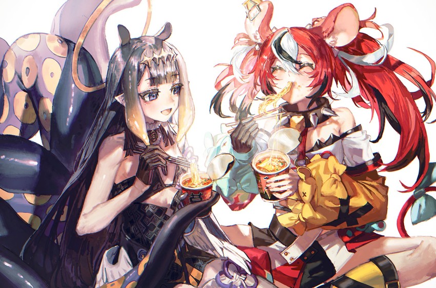 ninomae ina'nis and hakos baelz (hololive and 1 more) drawn by quasarcake