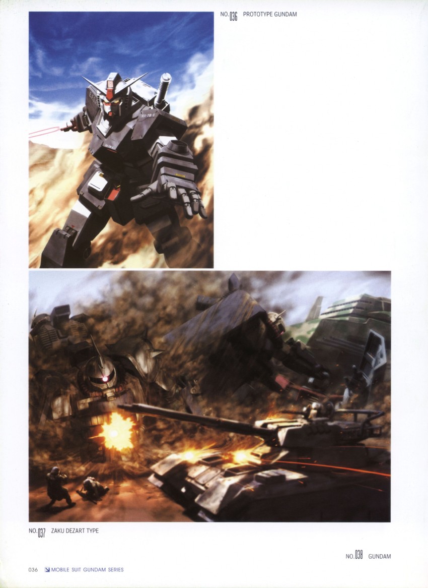 zaku ii, gm, type 61, prototype gundam, and zaku desert type (gundam and 1 more) drawn by morishita_naochika